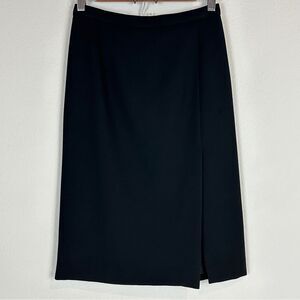 BCBGMaxAzria Black Crepe Pencil Skirt Front Slit 2